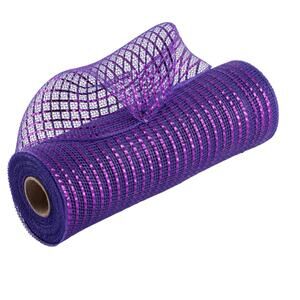 Deco Mesh Ribbon Metallic Foil Purple 10in x30ft Roll Wreath Bow Decor JoAnns